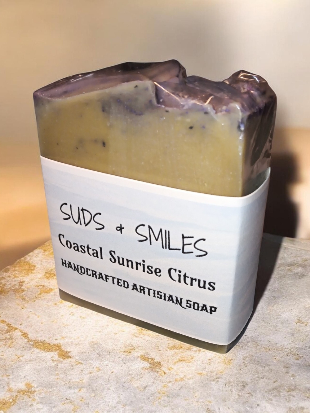 Coastal Sunrise Citrus Artisan Soap - Yellow & Purple 6oz 1 Per Order